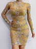 스테이지웨어 고품질 다이아몬드 탄성 슬림 한 피팅 드레스 2024 패션 커스텀 여성 의류