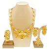 Women Necklace Earrings Ring Bracelet Jewelry Set Bud Pendant Gold Plated Luxury Nigeria Dubai Gold Jewelry Set Women 240221