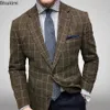 2024 Heren Slim Fit Blazer Suits Plaid Ontwerp Mannen Business Office Blazers Trouwpak Jassen Mannelijke Mode 240223
