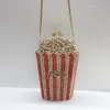 Xiyuan popcorn Crystal Clutch torebki mini metalowe pudełko minaudiere torebki weselne torebki obiadowe rhinestone sprzęgła prezent 240223