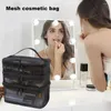 Borse per cosmetici Borsa per trucco portatile in rete multistrato con capacità di chiusura a cerniera visibile per il viaggio