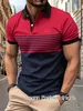 Summer Men Vintage Polo Shirt Striped Color Block Clothing Mane Casual Short Sleeve Tops Tees Fashion Zipper Lapel Camiseta 240228