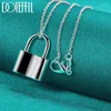 Pendants DOTEFFIL 925 Sterling Silver Squer Lock Necklace 18-30 Inch Chain For Woman Man Fashion Wedding Engagement Party Charm Jewelry
