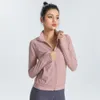 Lu Align Damen-Yoga-Outfit, Herbstjacken, Winter, schnell trocknend, Training, langärmelig, Jackenmantel, durchgehender Reißverschluss, dehnbar, Daumenloch, Sportbekleidung, Jogger, Gry Lu-08 2024