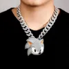 Hip Hop New Arrival Full VVS Moissanite Diamond Cartoon Design Sonic Head Mosanite Pendant Necklace Unisex Iced out Pendant Chain Necklaces pass diamond tester