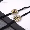 designer jewelry necklace alphabet Black Rope Necklace Imported Simulation Diamond Pearl Counter Consistent Brass Material Hot Model