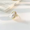 Cluster Rings French Retro Shaped Pearl Ring For Women Exaggerated Gold Color Opening Adjustable Fashion Jewelry Trend Accessories
