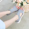 Sapatos de vestido mulher elástica tricô malha sandálias casuais 2024 verão luz cunhas plataforma peep toe praia esportes sandalias mujer