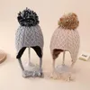 Haaraccessoires Winter Baby Meisjes Fluwelen oorbeschermers Wollen vlechthoed Gebreide Ppompom voor baby's