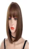 Perruques courtes brunes Style Bob droite synthétique noir Women039s perruque avec frange 12 pouces cheveux doux Blonde Wig3152969