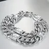 Bracelet alloy inlaid Diamond Cuban bracelet rock trendy style 14MM rectangular zircon bracelet accessory