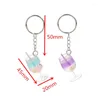 Keychains 1pc Fashion Femmes Keychain Fasion 3d Rresin Juice Cup Cocktail Verre Charms Handsbag Havering Birthday