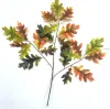 New 12pcs Artificial Oak Tree Leaves Branch For Plant Wall Background Wedding Home Hotal Office Bar Decorative 2024303