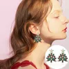 Ohrstecker Luxuriöse Weihnachtsbaum-Ohr-Mädchen-Strass-Kristall-Weihnachtstropfen-Trendy-Party-Urlaub-Schmuck-Geschenke