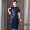 Etnische kleding 2024 Chinese trouwjurk Verbeterd Cheongsam Nationale bloemborduurwerk Satijn Qipao Oosterse elegante avond