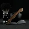 trimmer in legno rasoio manuale professionale bordo dritto in acciaio inox affilato rasoio da barbiere lama da barba pieghevole rasatura barba taglio 240228