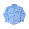 Herenvesten MamaHasGun Original Spring California Street Retro Flower Blue los geborduurd overhemd