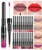 2 I 1 Double Head Lip Makeup Lipgloss Waterproof Long Lasting Tint Sexig Red Lip Stick Beauty Matte Liner Pen Lip Gloss7186519