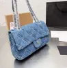 designer bag Flap Vintage CC Handbag Dark Blue Denim Silver Chain Hardware Shoulder Straps Women Luxury saddle tote wallet Minority simplicity