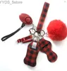 Keychains Lanyards 30 färger 9 st/set Set Alarm Pompom Sanitizer Wrist Strap Lipstick Keychains Bottle Opener Woman Self-Defense Keyring 240303