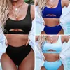 Maillots de bain pour femmes 2024 Femmes High Cut Maillots de bain Deux pièces Maillot de bain Taille Sexy Out Crop Top Bikinis Set pour Beachwear