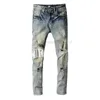 23ss designer mens jeans jean designer letras impressas buracos azuis high street patches magros calças masculinas usadas fora jeans