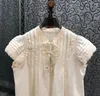 Damesblouses 2024 mode halslijn riem bubbelmouwen vliegen poppen rechte top shirt 0227