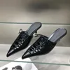 Women Pumps Fashion Elegant Female Shoes Thin High Heels In Black Ladies Sandals Slides Cross-Tied Footwear Slippers 240219