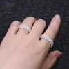 2023 novo design de moda gelado banhado a ouro joias 2 fileiras redondas moissanite para homens mulheres hip hop anel de diamante