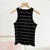 Kvinnors T -skjortor Elmsk England Style Fashion Ladies Basic Striped Tshirts Women For Summer Sticked Ribbed Camisole Tank Top