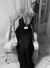 Taruxy Flower Deep Sukienka maxi w dekolcie dla kobiet Sheer Tleeveveless Slip Długie sukienki wieczorowe imprezowe odzież klubowa Seksowna Backless Elegancka 240221