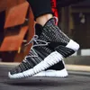 High Ankle Men's Running Sock Shoes Breathable Air Mesh Male Sneakers High Top Man Outdoor Athletic Footwear Gym Fitness ShoeF6 Black white