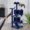 Scratchers 54,5" dubbele condo kattenboom met krabpaaltoren, marineblauw, kattenbenodigdheden, kattenspeelgoed, zodat katten thuis gelukkig kunnen spelen