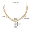 Pingente colares moda boho cor de ouro cristal corrente grossa lua sol artificial pérola colar para mulheres design vintage jóias