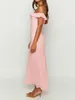 Casual Dresses Women's Summer Long Evening Party Dress Elegant Pink Backless Off Shoulder Strapless Ruffle Bodycon Cocktail Prom Street