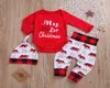 Set di abbigliamento Lovely Baby Boy Il mio primo Natale Lettera Pagliaccetto Magliette per bambini Pantaloni nati Cappello Abiti Ragazza Natale Set Autunno 2 pezzi 220914632044