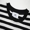 Summer black and white striped embroidered T-shirt with love logo short sleeved casual men's and women's loose round neck pure cotton T-shirt designer T-shirt #ffk