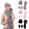 Casquettes de balle Simple Chic Solide Doux Écharpe Hommes Femmes Chapeau D'hiver Chaud Gants À Écran Tactile Ensemble Cou Épais Tricot Gorras