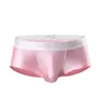 Sous-vêtements LNRRABC 2024 1pcs Boxer Sexy Ice Soie Sous-vêtements Mâle Respirant Panty Hommes Poche Lingerie