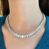 Chaînes de Tennis en argent Sterling 925, 8mm, Hip Hop, Moissanite, collier de Tennis, diamant Vvs, collier de Tennis taille émeraude pour femmes