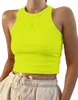 Tank top kvinnor väst broderi designer slim navel exponerad outfit elastiska stickade tankar nära montering kvinna t shirt sport yoga topp enkel kort