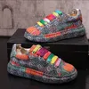 Spring Men Fashion Colors Rhinestone Lace Up Platform Causal Flats Shoes Man Loafers Sports Walking Sneakers Zapatillas HOMBRE 10A24
