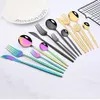 Champagne Cutlery Set Stainless Steel Flatware 2430pcs Coderware Gold Knife Cake Fork Coffee Spoon Kitchen Silverware 240301