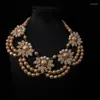 Pendant Necklaces French Vintage Elegant Style Necklace Middle Court Champagne Double Glazed Pearl Braided Flower Choker