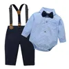 3 6 12 18 24 Monate Kleinkind-Bodysuit-Sets, formelle Hochzeitskleidung für Baby-Jungen-Outfit, Hosenträgeranzug, Kleinkind-Kind-Geburtstagsparty-Kostüm 240228