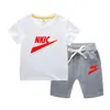 Baby Boys and Girls Clothing Fashion Summer Set Short Sleeve Brand Print Trend Top Shorts 2 Casual Children's Clothing Set