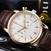 high quality Men Automatic Quartz watches European Top brand chronograph clock Fashion leather Strap Montre De Luxe one men