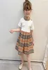 Nuovo 2021 Estate Moda Bambini Vestiti per ragazze Vestito di marca Stile a righe Cotone increspato Patchwork Baby Girl Princess Dress 18 anni9611755