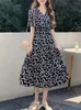 Vestidos de festa verão estilo francês império elástico cintura flores vestido com decote em v mulheres vintage a linha solta manga curta dobras meados de bezerro