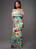 Vintage Off Rameer Ruffle Maxi Dress Sundress Eleganckie kobiety plażowe kobiety bez ramiączki kwiatowy nadruk długie sukienki letnie bodycon 240301